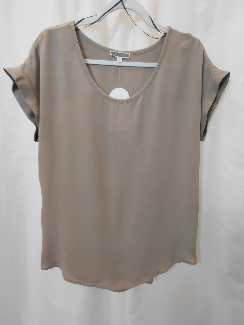 NWT Sz M Pleione Tan Short Sleeve Scoop Neck Top Anthropologie Nordstrom